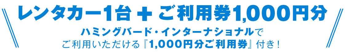 ハミングバード・インターナショナルでご利用いただける「1,000円分ご利用券」付き！