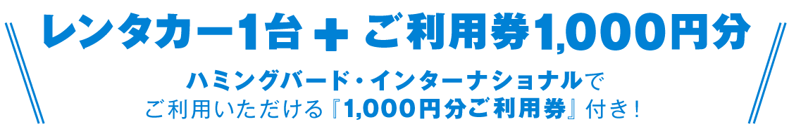 ハミングバード・インターナショナルでご利用いただける「1,000円分ご利用券」付き！