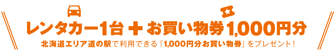 レンタカー1台＋お買い物券1000円　北海道エリア道の駅で利用できる「お買い物券1000円」をプレゼント！