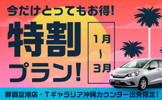 今だけとってもお得 ! 那覇空港店・Tギャラリア沖縄カウンター出発限定 ! 特割プラン (1月～3月)