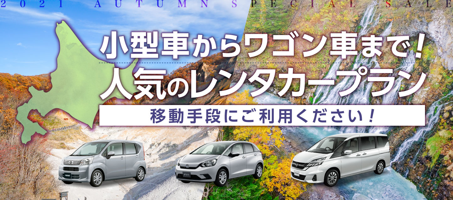 移動手段にご利用ください ! 小型車からワゴン車まで ! 人気のレンタカープラン !