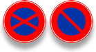 Signs indicate that it is forbidden to park or stop