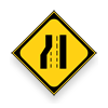 Japanese main road signs:Lane ends ahead