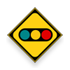 Japanese main road signs:Traffic light ahead