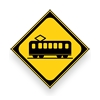 Japanese main road signs:Railroad crossing ahead