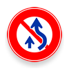 Japanese main road signs:No swerving to the right for overtaking