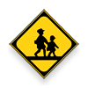 Japanese main road signs:School, kindergarten, nursery school ahead